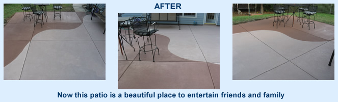patio beautifully restored with concrete stain
